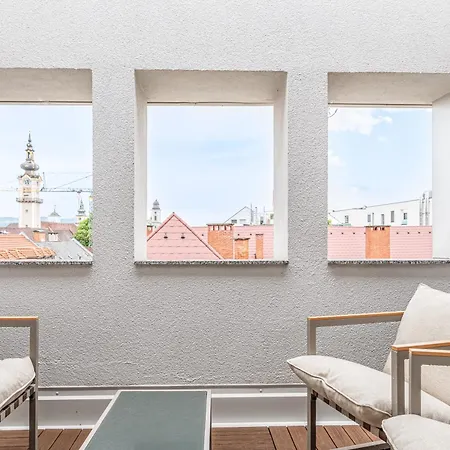 Апартаменты Alpena Homes, Zentrum, Domblick, Kueche Линц
